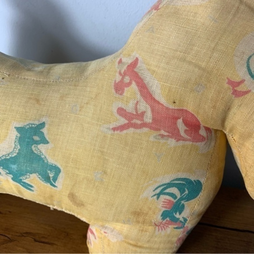 Vintage Antique Dog Shaped Pillow Worn - Picture 2 of 11